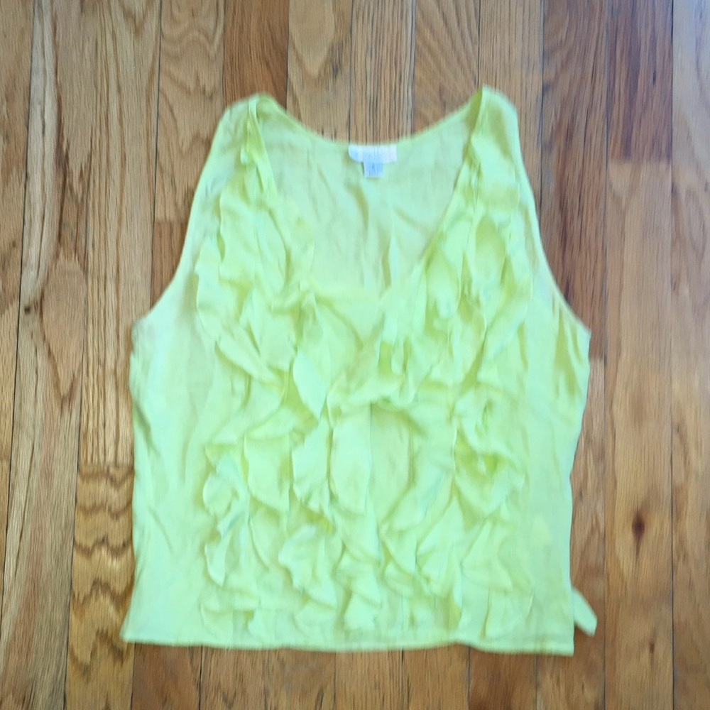 Light Green Cache Ruffled Sleeveless Top